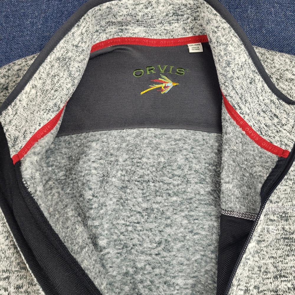 Orvis Men XXL Gray Heather Sweater Fleece Full Zip Mock Neck Pocket Vest Outdoor - Picture 8 of 11